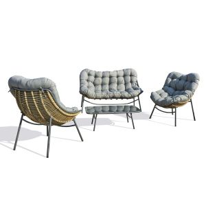 DCB Garden Salon bas de jardin Tulum 4 places en r&eacute;sine tress&eacute;e marron