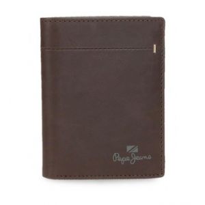 Pepe Jeans Portefeuille vertical en cuir Staple Marron