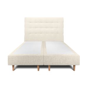 Lit avec tête de lit capitonnee et sommier Beige clair 2x80x200