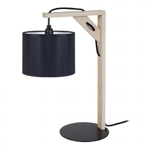 Image de Tosel Lampe de chevet &Eacute;QUERRE tissu naturel,noir D 20 x H 40 cm