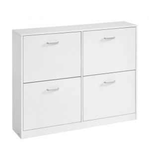Meuble à chaussures 4 portes battantes 24 x 105,5 x 82,7 cm blanc