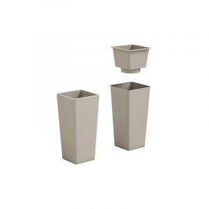Veca - vase à fleurs carré 65 cm haut cache-pot 'clou' Couleurs : Anthracite - Colori: Avana
