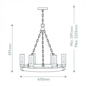 Hinkley Lustre Collier, à 5 lampes, noir, acier, verre, E27