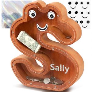 Lakpopya Tirelire en forme de lettre S Bois 21,8 x 4 x 23 cm