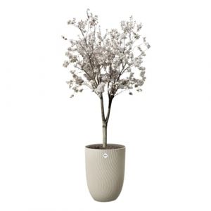 Elho Sereh High 40 - Pot de Fleur - Interieur & Ext&eacute;rieur - Plastique 100% Recycl&eacute; - &Oslash; 39 x H 53.4 cm - Beige/Beige Champignon