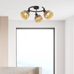 Searchlight Plafonnier Lance, 3 lampes, bambou