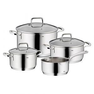 Kela Set de casseroles &agrave; induction 4 pi&egrave;ces FLAVORIA, Set de casseroles avec couvercle en verre avec soupape d'&eacute;chappement de vapeur, graduation int&eacute;rieure, sans rev&ecirc;tement