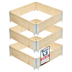 Garronda Carr&eacute; Potager modulable en Bois Naturel 80x80x20 cm &ndash; Jardini&egrave;re ext&eacute;rieure en palettes, empilable et Pliable, pour Jardin, Plantes, Fleurs,