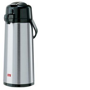 Melitta Bouteille isotherme à pompe, 2,2 litres, env. 18 tasses, piston en acier inoxydable, acier inoxydable, argent-no 2089