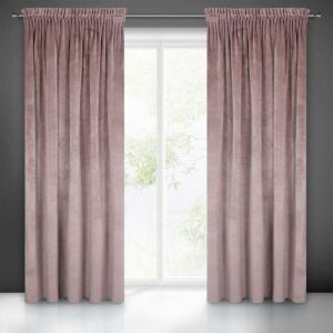 Eurofirany Villa Rideau en Velours Doux avec Galon Fronceur-1 pi&egrave;ce &eacute;l&eacute;gant de qualit&eacute; sup&eacute;rieure pour Chambre &agrave; Coucher, Salon, Velvet, Polyester, Poudre, 140x270 cm