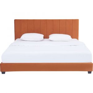 Homifab - Lit adulte 160x200 cm avec tête de lit capitonnée en velours terracotta - William