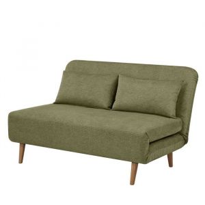 Banquette BZ - 2 places - Tissu Vert armé - 130 x 90 x 81 cm - DEPLO