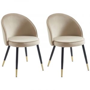 Vente-unique - Lot de 2 chaises en velours et métal - Beige - maylina