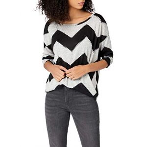 Image de Only OnlELCOS 4/5 AOP Top JRS Noos T-Shirt À Manches Longues, Multicolore (Light Grey Melange AOP:w. Black Zigzag), 42 (Taille Fabricant: X-Large) Femme