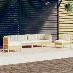 Image de VidaXL Salon De Jardin 6 Pcs Avec Coussins Cr¿¿Me Bois De Pin Massif