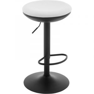 WOLTU Tabouret Bar Rond,Tabouret Haut,Chaise de Bar Pivotant à 360°,Tabouret de Cuisine,Réglable en Hauteur,en Tissu Élastique,Blanc