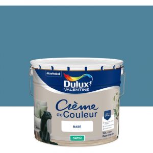 Dulux Valentine Crème de Couleur - Peinture multi-supports intérieure - Satin Bleu Canard 10 L