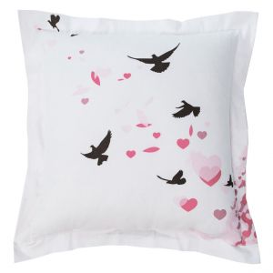 Taie d'oreiller coton HEART TREE - rose