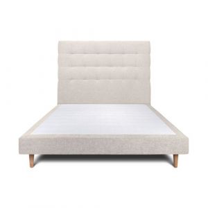 Lit avec t&ecirc;te de lit capitonnee tissu et double sommier tapissier vert Hauteur totale : 29cm