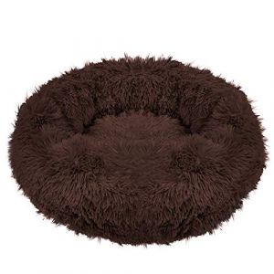 SPRINGOS Lit pour chien, rond, à poils longs, confortable, douillet, dessous antidérapant