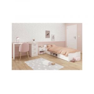 Parisot Chambre complete enfant 3 pieces ZODIAC Lit chevet bureau Décor Blanc