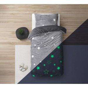 Sleeptime Glow in the Dark Stars Housse de couette - 140x200/220 + 1 taie d'oreiller 60x70 - Gris