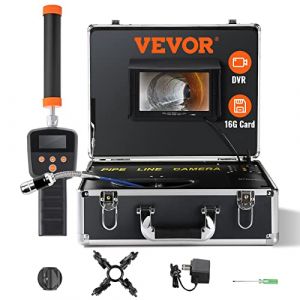 VEVOR Cam&eacute;ra Inspection Canalisation avec Localisateur 512 Hz Endoscope Drain 30 m &Eacute;cran 7'' Enregistreur DVR &Eacute;tanche IP68 12 LED R&eacute;glables Carte SD 16 Go pour Conduit &Eacute;gout Maison Plomberie Tuyaux