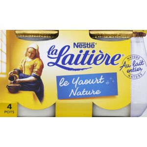 Nestl&eacute; La Laiti&egrave;re Yaourts au lait entier, go&ucirc;t nature - Les 4 pots de 125g