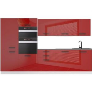 Cuisine Equipee Complete Grace Muebles de Cuisine Complets - 300 cm. Cuisine Complete sans Plan de Travail, Rouge très Brillant - Belini