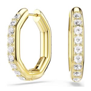 Swarovski Anneaux D'oreilles Dextera, Forme Octogonale, Taille Ronde, Blanches, Placage De Ton Or