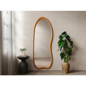 Image de Grand miroir mural organique en bois de pin - L. 68 x H. 178 cm - Naturel - HARVIL