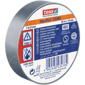 Tesa Ruban isolant 53988-00046-00 gris (L x l) 20 m x 19 mm caoutchouc 1 rouleau(x)