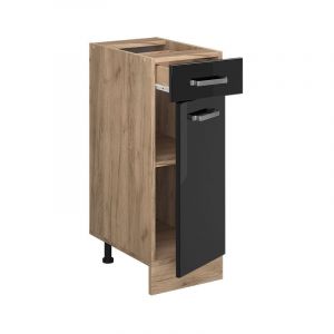 Vicco - Meuble cuisine R-Line, Noir Haute brillance, 30 cm sans plan de travail