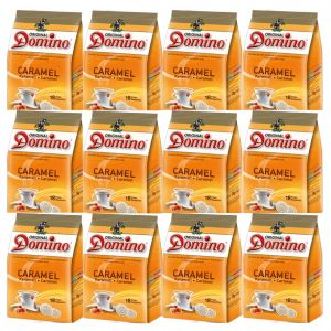 DOMINO Caramel | 12x18 dosettes de caf&eacute; aromatis&eacute; au Caramel | COMPATIBLES SENSEO