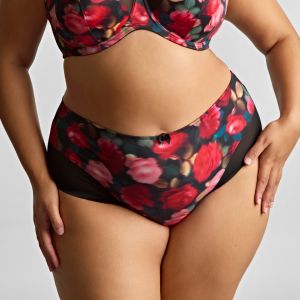 Culotte échancrée Bliss - Rose Print noir