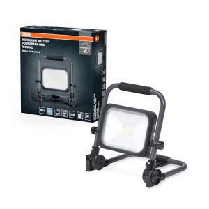 Osram Projecteur de travail LED VAL BAT, gris foncé/noir, 20W, 2000lm, blanc froid, alimenté par batterie, fonction de charge USB grâce à la banque d'alimentation intégrée, portable, IP54, 6500K.