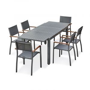 Remarquable Ensemble repas de jardin 6 places - Gris anthracite