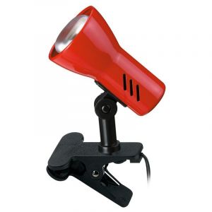 BRILONER - Lampe de chevet, lampe de bureau, lampe de table, lampe de lecture, pince à livres, lampe à pince, orientable, interrupteur à cordon, rouge, 10,8 cm