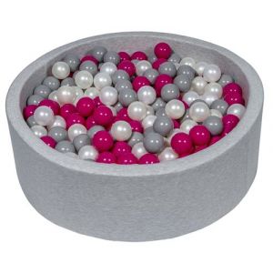 Piscine à balles Aire de jeu + 450 balles perle, rose, gris