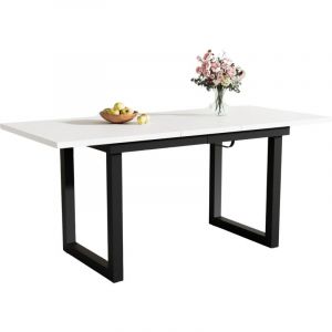 Table &Agrave; Manger Extensible 140-180x80cm Style Industriel, MDF,Multifonction Gain De Place,Blanc