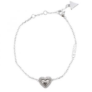 Guess Bracelet argent&eacute; pour femme - Beloved Pave Heart Bracelet L Rhodium 307457