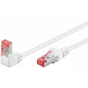 Goobay Rhinocables 51550 Câble réseau Ethernet catégorie 6 à 90° pour Playstation, Xbox, DSL, PimF, RJ45 mâle Blanc 1 m