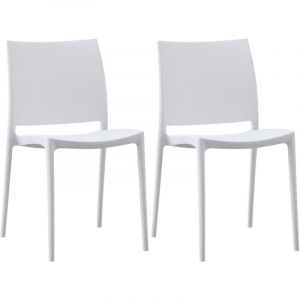 CLP Lot de 2 chaises de jardin Meton Blanc