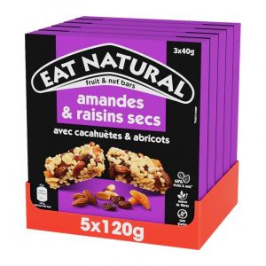 Eat Natural Barres de c&eacute;r&eacute;ales - Sans Gluten - Amandes Raisins Secs et Abricots - 5 x 3 barres (40g)