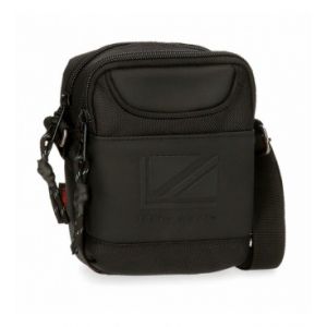 Pepe Jeans Bromley LDN Sac à bandoulière Deux Compartiments Noir 12 x 15 x 3,5 cm Polyester avec détails en Cuir synthétique