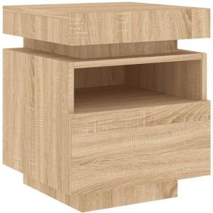 VidaXL Armoire de chevet avec lumières LED chêne sonoma 40x39x48,5 cm