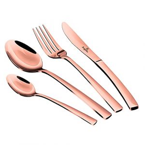 Berlinger Haus Rose Gold Ménagère 24-Piece Acier Inoxydable, Set de Couverts de Table 6 Personnes, Household, Camping, Hotels, Finition Polie Brillante, Cutlery Set Modern Elegant Design, Or Rose