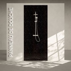 Panneau Douche PVC Terrazzo Noir - L. 240 x l. 100 x &eacute;p. 1 cm