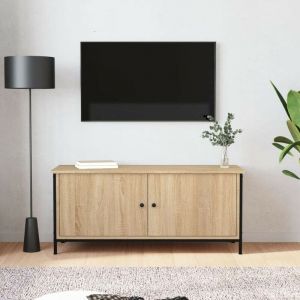 VidaXL Meuble tv avec portes chêne sonoma 102x35x45 cm bois ingénierie Sonoma oak