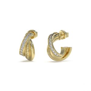 Boucles D'Oreilles Perfect Acier Dor&eacute; Mini Pav&eacute;es 17 Mm